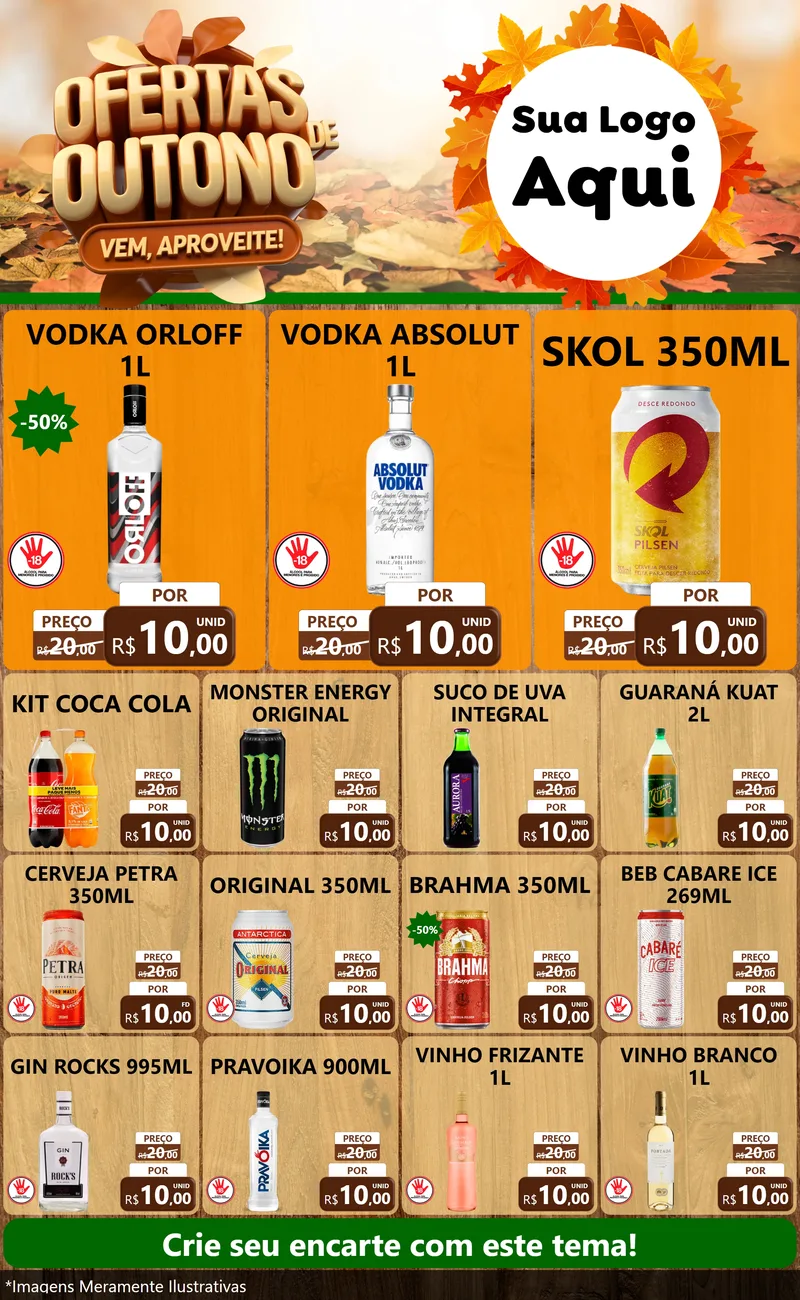 Modelo de Encarte para Encarte Grande com o tema Ofertas de Outono - Vem, Aproveite! para Distribuidora de bebidas