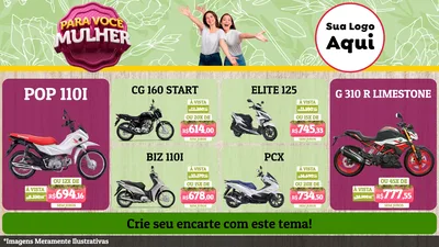 Modelo de TV para TV Horizontal com o tema Para Você Mulher para Concessionaria de Motos