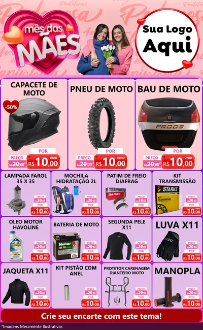 Modelo de Encarte para Encarte Grande com o tema Mês Das Mães para Moto peças