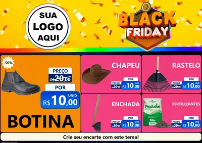 Modelo de Encarte para Encarte A4 Horizontal com o tema Black Friday para Agropecuária