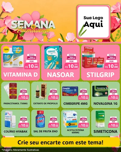 Modelo de Rede Social para Feed Instagram com o tema Semana da Primavera para Farmácia