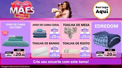 Modelo de TV para TV Horizontal com o tema Mês das Mães Imperdível para Cama, Mesa e Banho