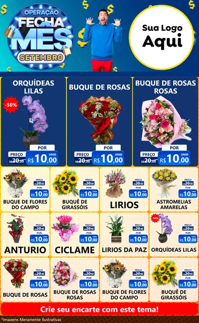 Modelo de Encarte para Encarte Grande com o tema Operação Fecha Mês Setembro para Floricultura e jardim
