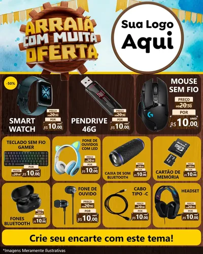 Modelo de Rede Social para Feed Instagram com o tema Ofertas de São João - Junina para Informática