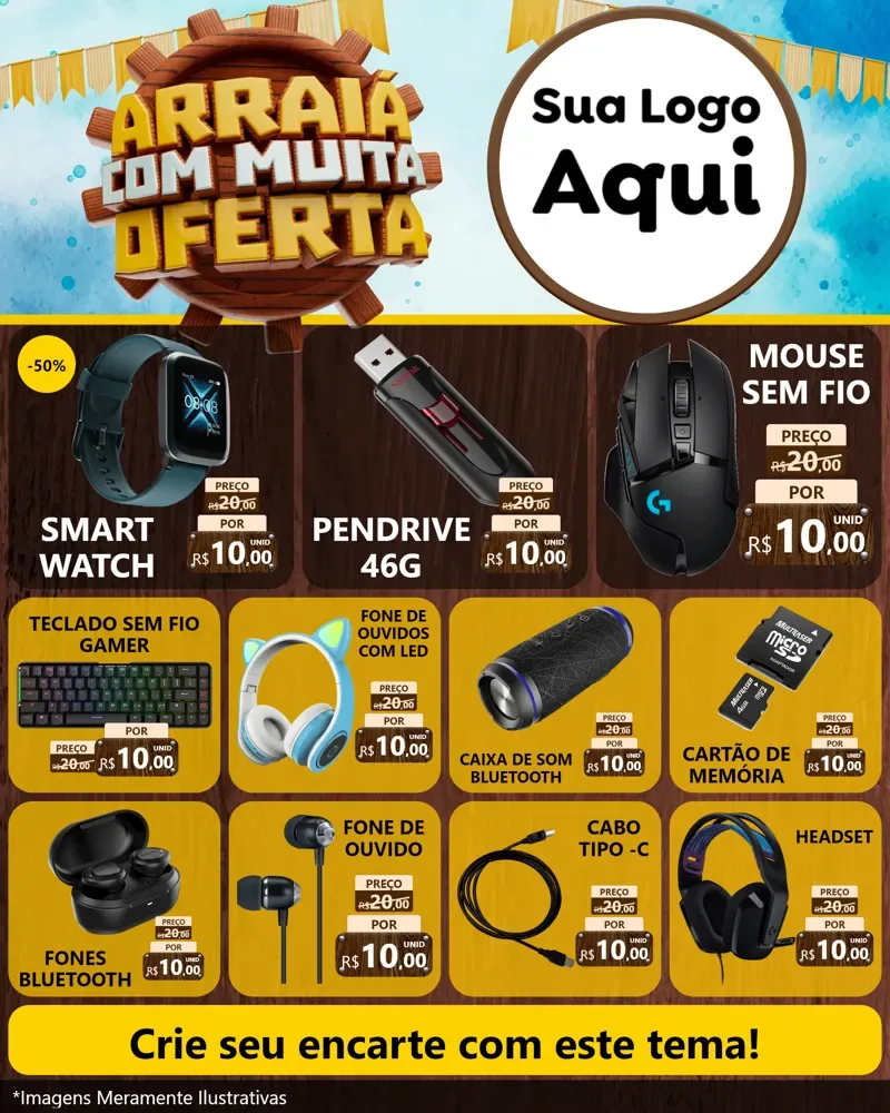 Modelo de Rede Social para Feed Instagram com o tema Ofertas de São João - Junina para Informática