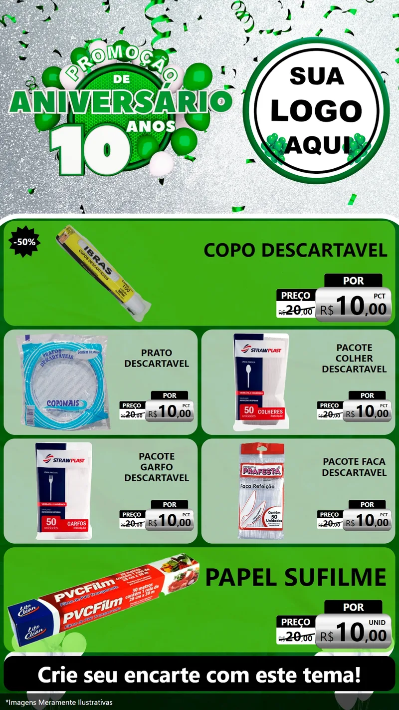 Modelo de TV para TV Vertical com o tema Promoção de Aniversário - 10 Anos para Embalagens