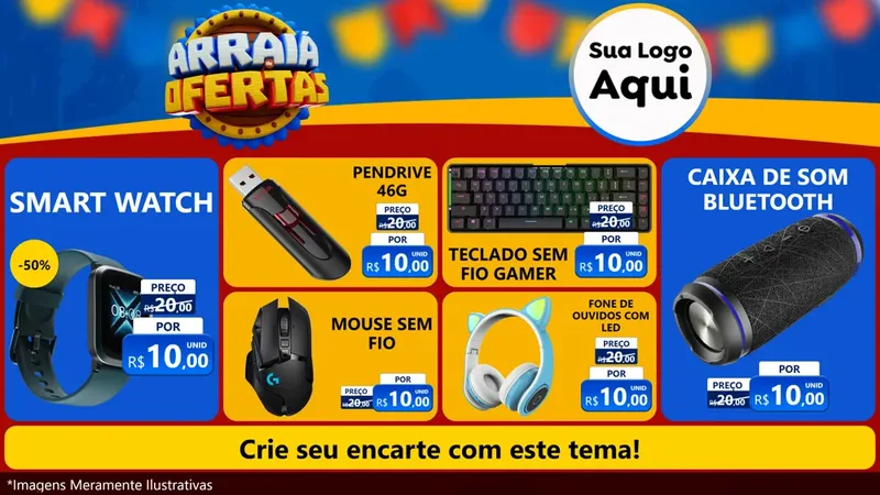 Modelo de TV para TV Horizontal com o tema Arraiá de Ofertas - Junina para Informática