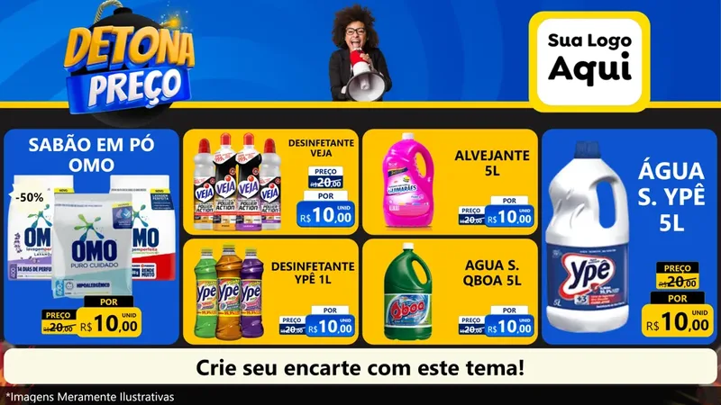Modelo de TV para TV Horizontal com o tema Detona Preços para Produtos de Limpeza