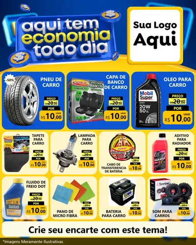 Modelo de Rede Social para Feed Instagram com o tema Aqui Tem Economia Todo Dia para Auto peças