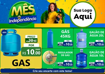 Modelo de Encarte para Encarte A4 Horizontal com o tema Mês da Independência para Água e gás