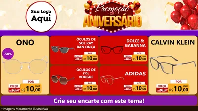 Modelo de TV para TV Horizontal com o tema Promoção de Aniversário para Óticas