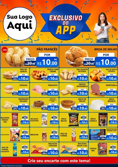 Modelo de Encarte para Encarte A4 Vertical com o tema Exclusivo do Aplicativo para Padaria
