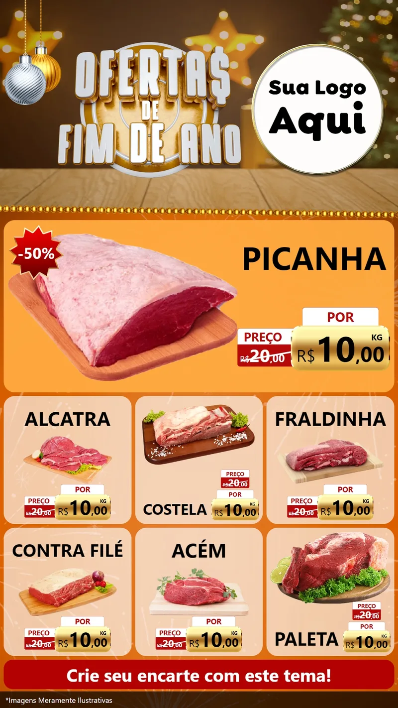 Modelo de Rede Social para Stories com o tema Ofertas de Fim de Ano para Açougue