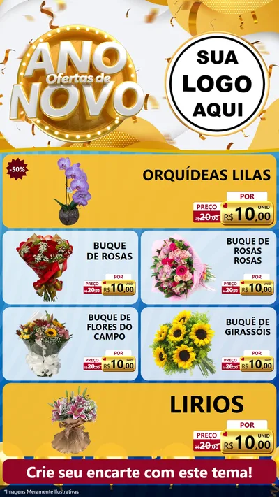 Modelo de TV para TV Vertical com o tema Ofertas de Ano Novo para Floricultura e jardim
