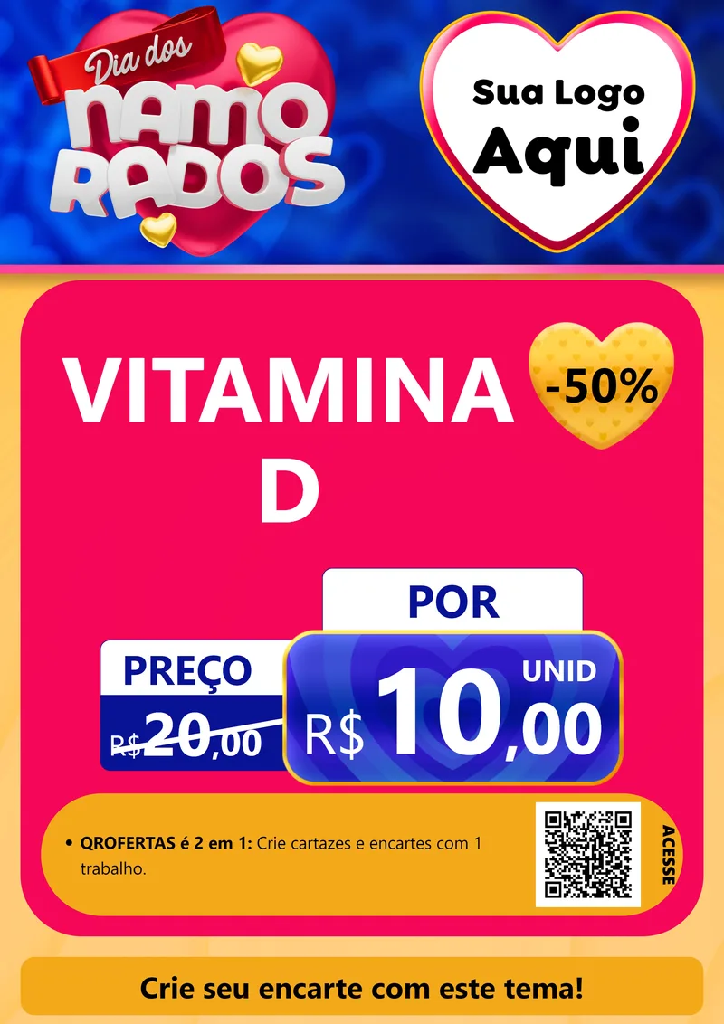 Modelo de Cartaz para Cartaz A4 Vertical com o tema Dia dos namorados para Farmácia