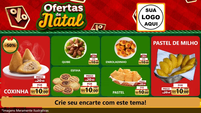 Modelo de TV para TV Horizontal com o tema Ofertas de Natal para Salgadaria
