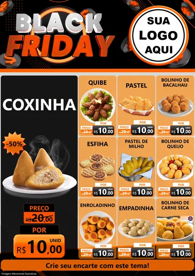 Modelo de Encarte para Encarte A4 Vertical com o tema Black Friday para Salgadaria