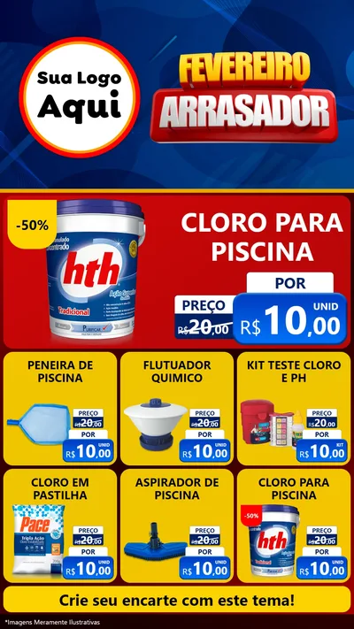 Modelo de Rede Social para Stories com o tema Fevereiro Arrasador para Produtos para Piscina