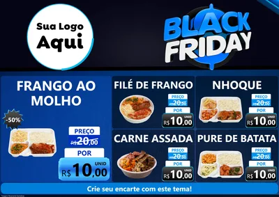 Modelo de Encarte para Encarte A4 Horizontal com o tema Black Friday para Restaurante