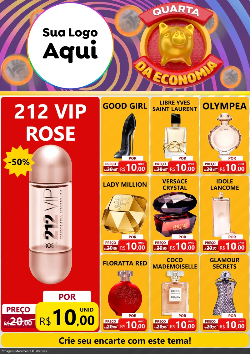 Modelo de Encarte para Encarte A4 Vertical com o tema Quarta da Economia para Perfumes