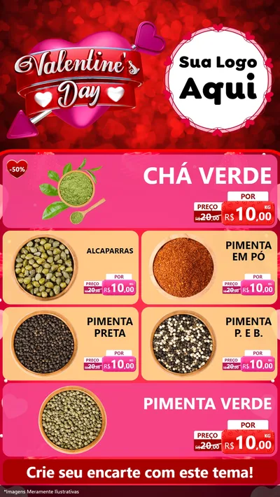 Modelo de TV para TV Vertical com o tema Valentine's Day para Produtos Naturais