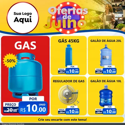 Modelo de Rede Social para Feed Facebook com o tema Ofertas de Julho para Água e gás