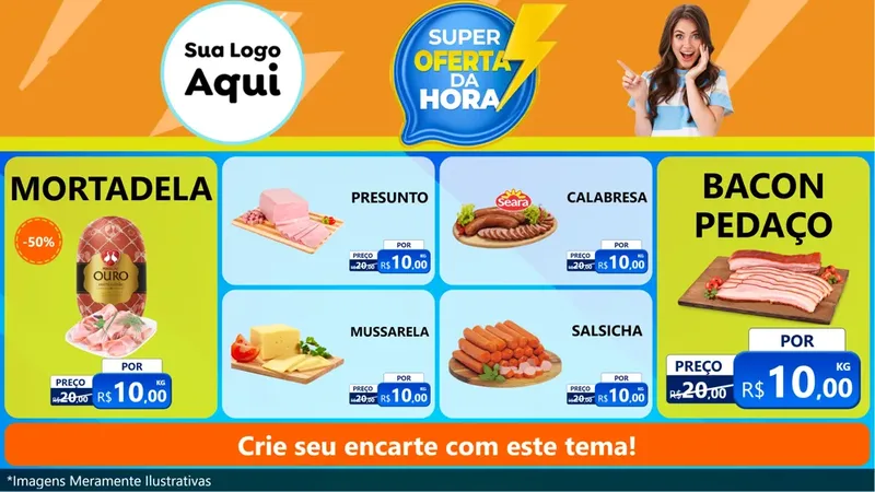 Modelo de TV para TV Horizontal com o tema Super Oferta da Hora para Frios e Laticínios
