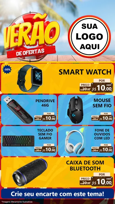 Modelo de TV para TV Vertical com o tema Verão de Ofertas para Informática