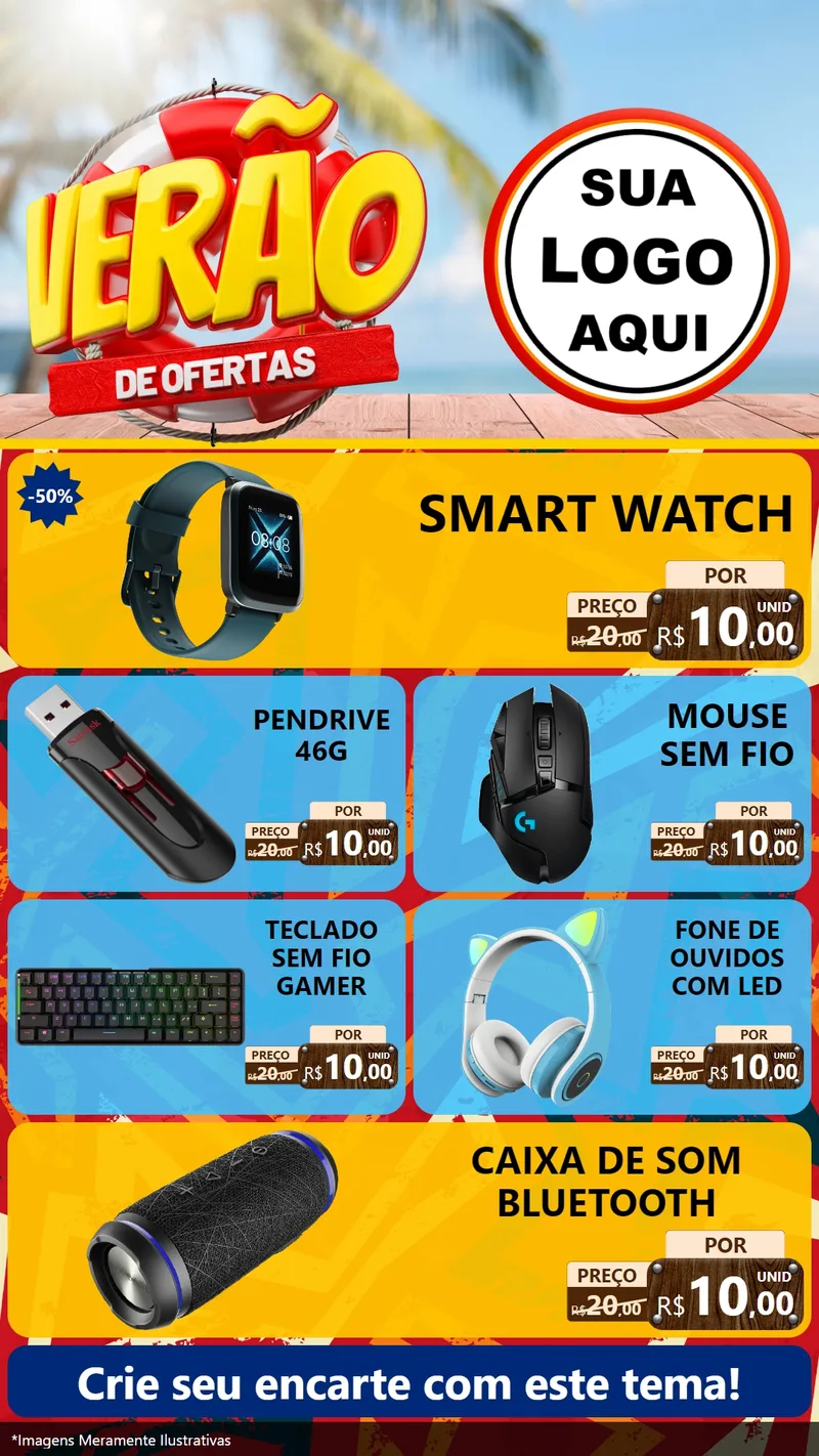 Modelo de TV para TV Vertical com o tema Verão de Ofertas para Informática