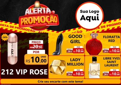 Modelo de Encarte para Encarte A4 Horizontal com o tema Alerta de Promoção para Perfumes
