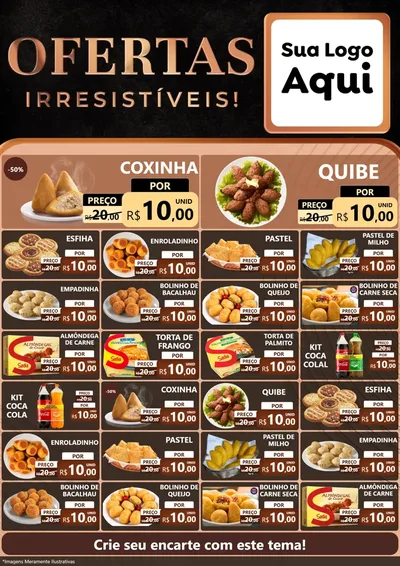 Modelo de Encarte para Encarte A4 Vertical com o tema Ofertas Irresistíveis! para Salgadaria