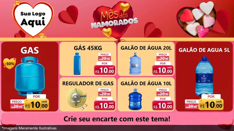 Modelo de TV para TV Horizontal com o tema Mês dos Namorados para Água e gás