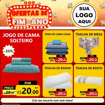 Modelo de Rede Social para Feed Facebook com o tema Ofertas de Fim de Ano para Cama, Mesa e Banho