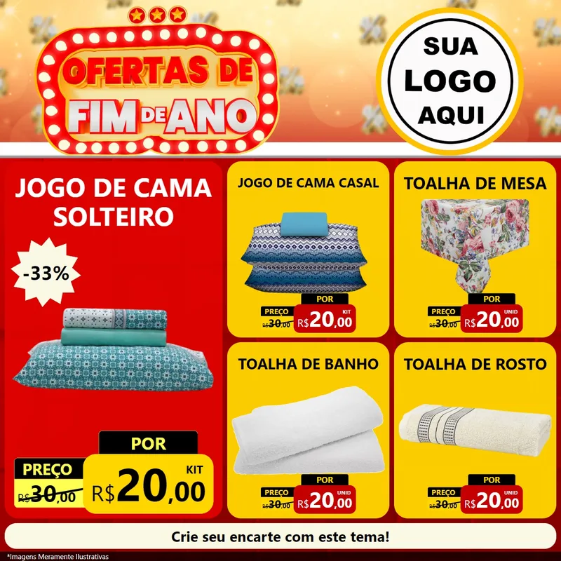 Modelo de Rede Social para Feed Facebook com o tema Ofertas de Fim de Ano para Cama, Mesa e Banho