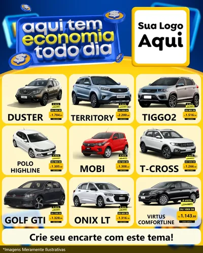 Modelo de Rede Social para Feed Instagram com o tema Aqui Tem Economia Todo Dia para Concessionaria de Carros