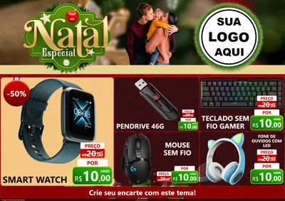 Modelo de Encarte para Encarte A4 Horizontal com o tema Natal Especial para Informática