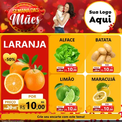 Modelo de Rede Social para Feed Facebook com o tema Semana das Mães para Hortifrúti