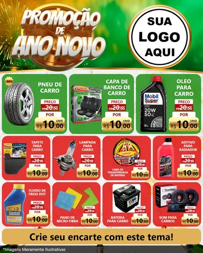 Modelo de Rede Social para Feed Instagram com o tema Promoção de Ano Novo para Auto peças