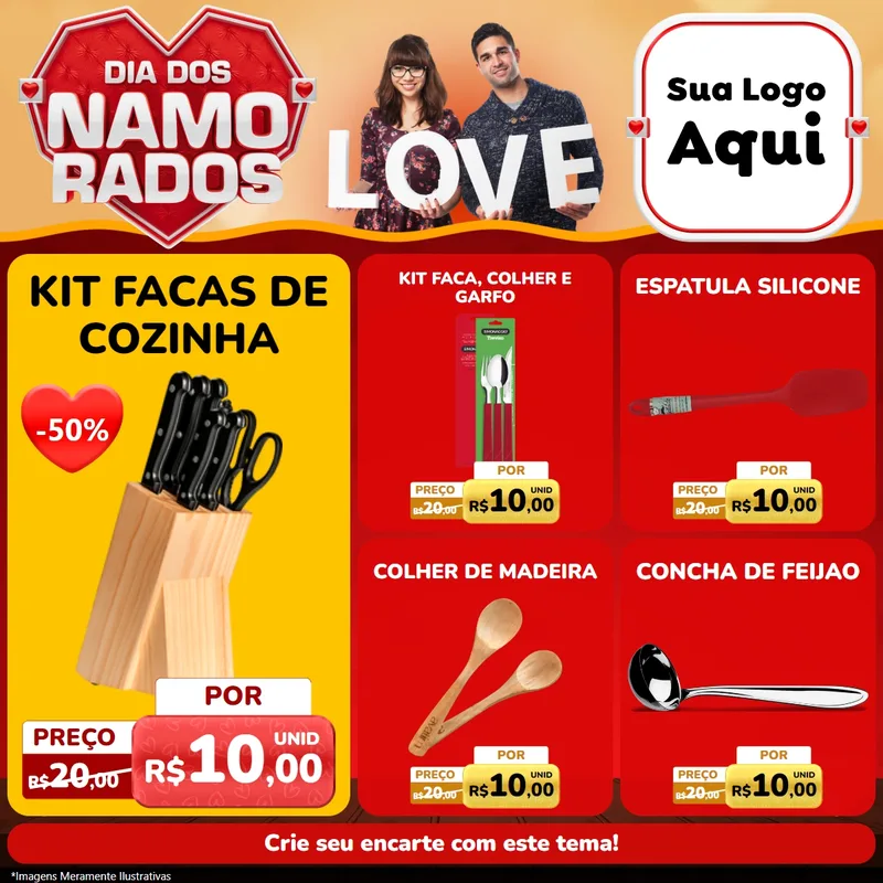 Modelo de Rede Social para Feed Facebook com o tema Dia dos Namorados para Utilidades Domésticas