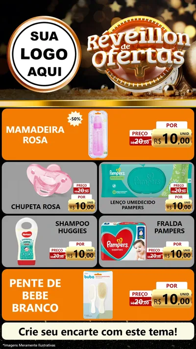 Modelo de TV para TV Vertical com o tema Réveillon de Ofertas para Bebês