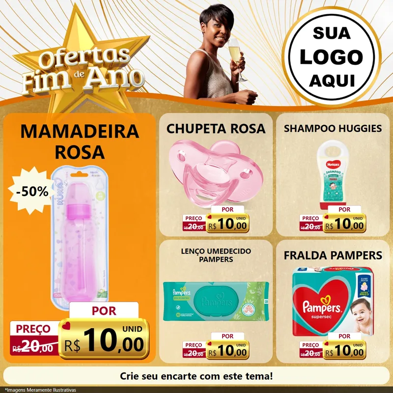 Modelo de Rede Social para Feed Facebook com o tema Ofertas Fim de Ano para Bebês
