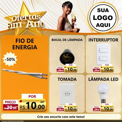 Modelo de Rede Social para Feed Facebook com o tema Ofertas Fim de Ano para Materiais Elétricos