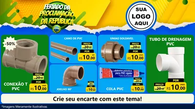 Modelo de TV para TV Horizontal com o tema Feriado da Proclamação da República para Tubos e conexões