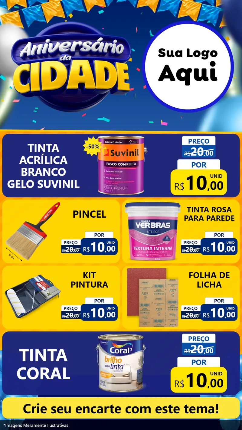 Modelo de TV para TV Vertical com o tema Aniversário da Cidade para Tintas e Ferramentas