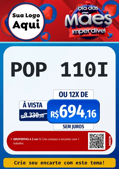 Modelo de Cartaz para Cartaz A4 Vertical com o tema Dia Das Mães Imperdível para Concessionaria de Motos