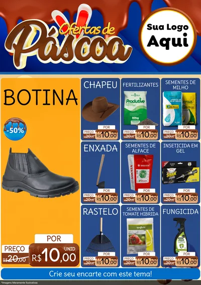 Modelo de Encarte para Encarte A4 Vertical com o tema Ofertas de Páscoa para Agropecuária