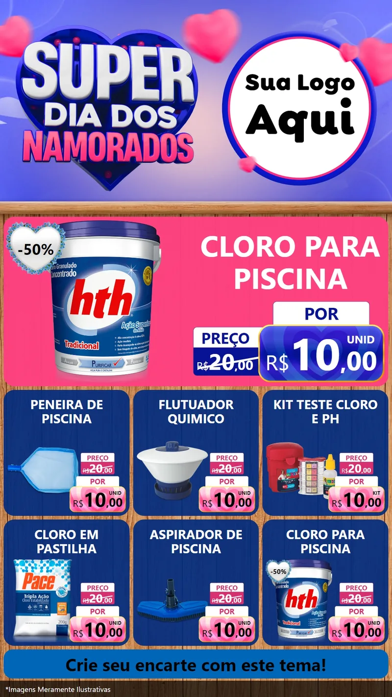 Modelo de Rede Social para Stories com o tema Super Dia dos Namorados para Produtos para Piscina