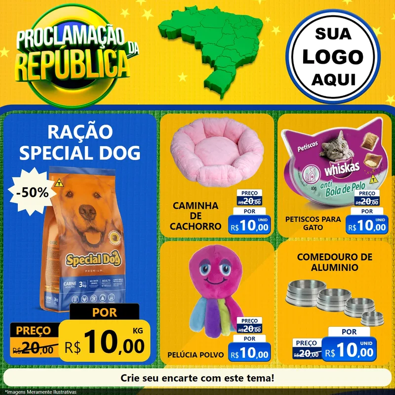 Modelo de Rede Social para Feed Facebook com o tema Proclamação da República para Pet Shop