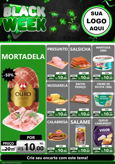 Modelo de Encarte para Encarte A4 Vertical com o tema Black Week para Frios e Laticínios