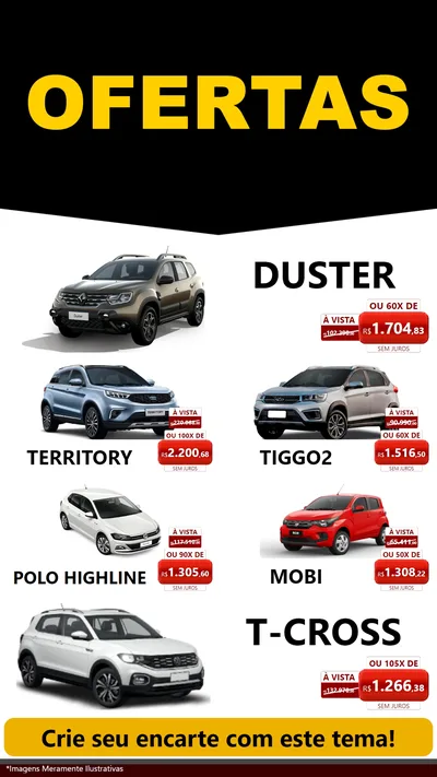 Modelo de TV para TV Vertical com o tema Ofertas Preto e Vermelho Cartaz para Concessionaria de Carros